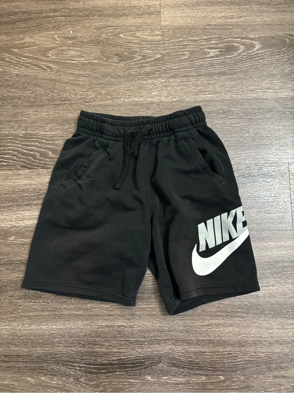 Nike Boy’s Black Fleece Shorts with White Logo